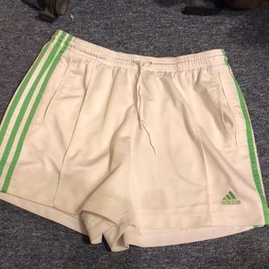 Adidas white green shorts size m with drawstring